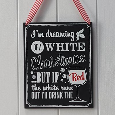 Ginger Ray Christmas Wooden Chalkboard Red Wine Sign Gift Vintage Noel, Hardwood, Multicolor