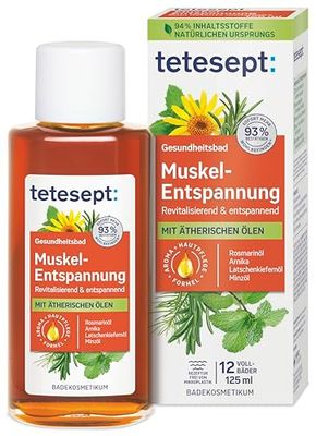 tetesept Bagno rilassante muscolare – Bagno sanitario con oli essenziali – Additivo rilassante dopo lo sforzo fisico – 1 x 125 ml