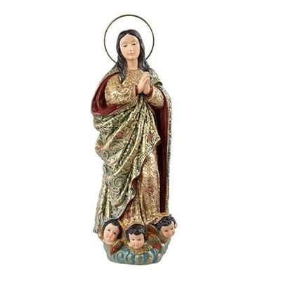 DRW Figurine Vierge immaculée Résine Peinte à la Main 22 cm