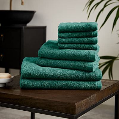 Catherine Lansfield Quick Dry Cotton 8 Piece Towel Set Forest Green