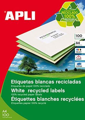 APLI Étiquettes ILC Boîte 100 feuilles 100 ud 210x29 Blanc 12070