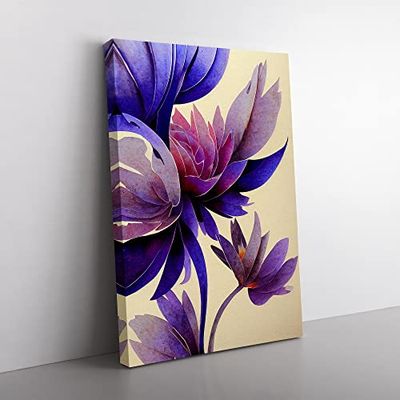 Beautiful Watercolour Flowers No.3 Canvas Print for Living Room Bedroom Home Office Décor, Wall Art Picture Ready to Hang, 76x50 cm (30x20 Inch) CAN3020-V1022-CK-1032