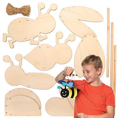 Baker Ross Kits Marionetas Voladoras de Madera Insectos, kits de manualidades para niños (paquete de 3)