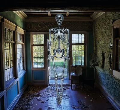 FIESTAS GUIRCA | Silver Skeleton (90 cm) - Halloween Decoration for Parties and Celebrations - Ideal for Spooky Environments and Skull and Skeleton Themes - Silver