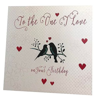 white cotton cards WB171 - Biglietto d'auguri per Compleanno, Realizzato a Mano, con Scritta in Lingua ingese To The One I Love, Colore Bianco