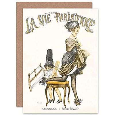 Artery8 La Vie Parisienne Saw Cutting High Heels Magazine Cover Sealed Greeting Card Plus Envelope Blank inside