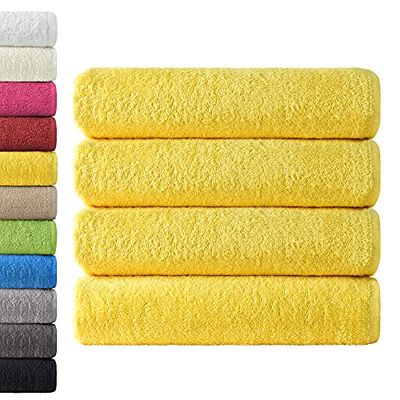 NatureMark Confezione da 4 asciugamani da bagno, in 100% cotone, da 70 x 140 cm, di colore Giallo