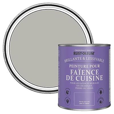 Rust-Oleum Peinture Grise Résistante à l'eau pour Faïence de Cuisine, Finition Brillante - Grey Tree 750ml