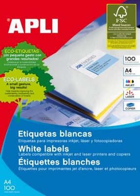 Étiquettes adhésives Apli 1272 70 x 35 mm 100 Volets Blanc