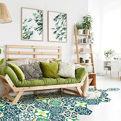 Piastrelle di cemento adesivi per pavimento - Azulejos con laminato Protezione plastica antiscivolo | Adesivi per piastrelle esagonali in cilvia resistente all'acqua - 40x90cm - 10 esagoni 20x18cm