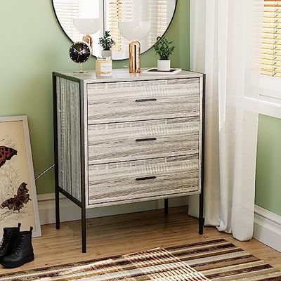 Vida Designs Commode à tiroir, Bois d'ingénierie, Gris, 3 Drawer