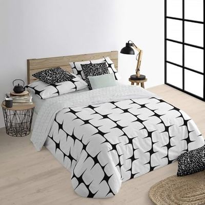 Belum Dekbedovertrek voor bedden 140 x 200 cm, stof, 100% biologisch katoen, 175 draden, Oeko-Tex gecertificeerd, model: Lahan Black
