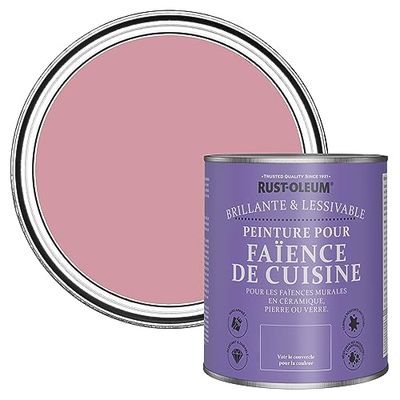 Rust-Oleum Peinture Rose Résistante à l'eau pour Faïence de Cuisine, Finition Brillante - Rose Antique 750ml