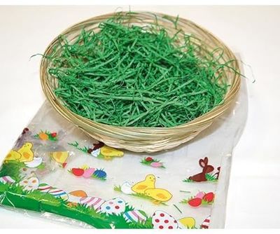 OSMA Pasen bamboe mand 19 cm, gevuld met gras