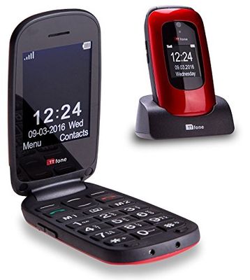 TTfone Lunar TT750 - Teléfono móvil tipo concha (básico, con botones grandes) color rojo