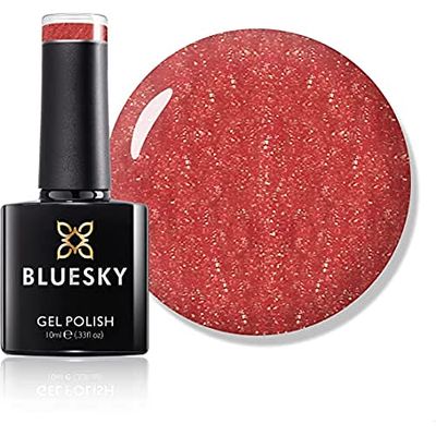 Bluesky Smalto Per Unghie Gel, Deep Red Glitter, Lt72, Rosso, Neon, In Profondità, Luccichio, Bagliore(Per Lampade Uv E Led) - 10 Ml