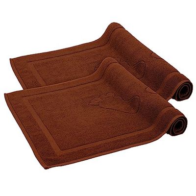 Komfortec Lot de 2 Tapis de Bain en Tissu éponge Lavable 800 g/m² et 100% Coton, Absorbant et séchage Rapide, 50 x 80 cm, Chocolat