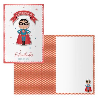 DOHE - Greeting Cards for Dads - Pack of 6 - Size: 11.5 x 17 cm (closed) - Includes envelope to store the card - Superdad Model