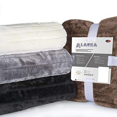 Celin ATEX 5000003 Blanket Fur Blanket 150 x 200 cm Blanket, Mink Blanket Plaid Faux Fur Blanket Bedspread Alaska Black