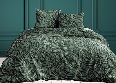 Parure 3 pièces : HC 260x240 cm + 2 Taies 63x63 cm Feuillé