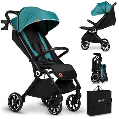 LIONELO Cloe Opvouwbare lichtgewicht kinderwagen voor een kind van 0 tot 22kg Buggy met verstelbare rugleuning, slaapfunctie, 5-punktowe pasy, grote zwenkwielen, klamboe, waterdicht