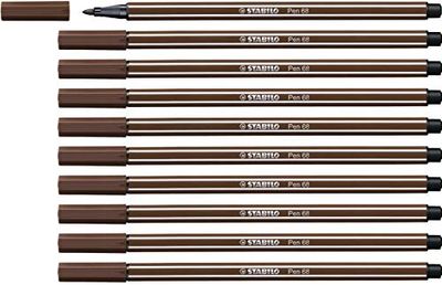 Marcador premium STABILO Pen 68, caixa com 10 unidades cor castanha