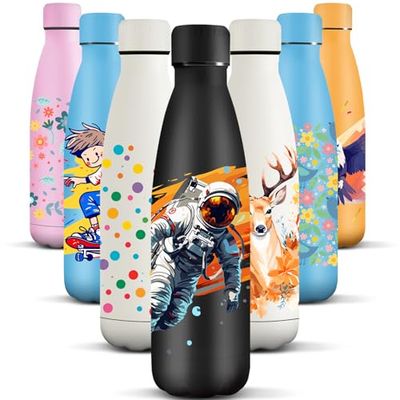 HoneyHolly 500 ml BPA-fri vattenflaska, termisk flaska, dubbelväggig, vattenflaska, läckagesäker, 18/8 rostfritt stål, vattenflaska för sport, skola, yoga