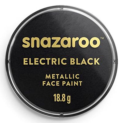 Snazaroo 1118110 Kinderschmink, huidvriendelijke hypoallergene gezichtsmake-up op waterbasis, vrij van parabenen - 18ml Doosje, Metallic Colour Electric Black