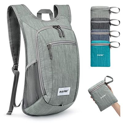 G4Free Kleine opvouwbare rugzak 10/15 l lichtgewicht opvouwbare outdoor reisrugzak schoudertas, grijs., 15Liters, Wandelen