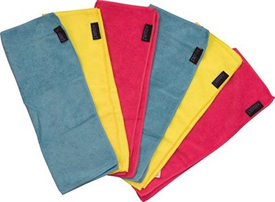 Unbekannt Petex 432260 Panno di Pulizia in Microfibra, Confezione da, ca. 40 x 30 cm Rosso Giallo, 2 X Blu