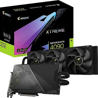 GIGABYTE AORUS GeForce RTX 4090 XTREME WATERFORCE 24GB Graphics Card - 24GB GDDR6X, WATERFORCE cooler, Metal back plate, 360mm radiator,DP 1.4, HDMI 2.1a, NVIDIA DLSS 3, GV-N4090EAORUSX W-24GD