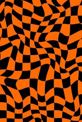 Abstract Black & Orange Checkerboard Pattern Notebook | Orange Paperback Journal | 6 x 9 inches | 120 Pages | School & Office