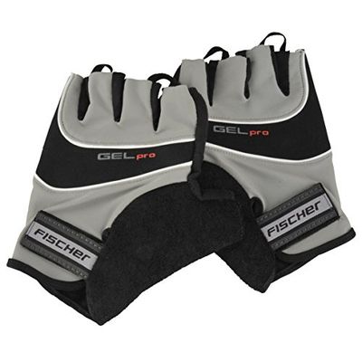 FISCHER Fietshandschoen voor volwassenen, sporthandschoen, comfortabele handschoen S/M, grijs, wasbaar, met uittrekhulp, gevoerd
