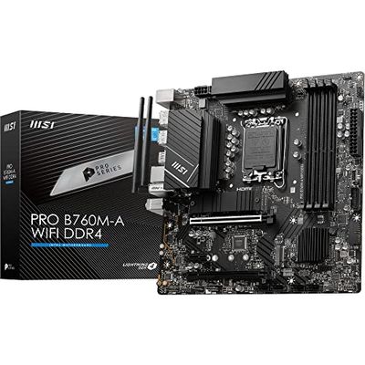 MSI PRO B760M-A DDR4 Scheda Madre, Micro-ATX - Supporta processori Intel 12th e 13th Gen Core, LGA 1700 - Memory Boost 5333+MHz/OC, slot PCIe 4.0 x16, slot M.2 Gen4