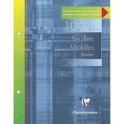 Clairefontaine - Juego de 100 hojas (16,5 x 21 cm, 2 agujeros, forrada y margen), color blanco