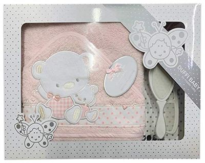 Duffi Baby Set 100% bawełna + szczotka + grzebień, różowy, unisex 0826-06