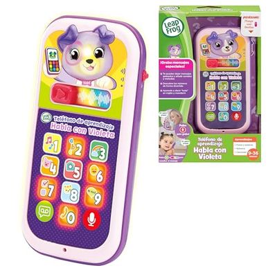 Leapfrog VTech - Teléfono de Aprendizaje Habla con Violeta, Teléfono Interactivo, Graba Mensajes y Conversaciones, Desarrollo del lenguaje, Regalo bebés +9 Meses, Versión ESP