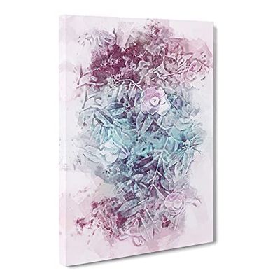 Pretty Flowers Abstract Art Modern Canvas Wall Art Print Ready to Hang, Framed Picture for Living Room Bedroom Home Office Décor, 24x16 Inch (60x40 cm)