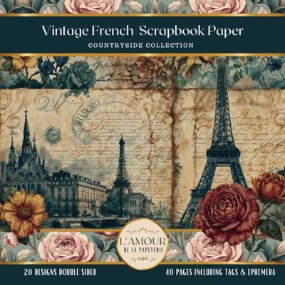 Vintage French Scrapbook Paper: Countryside Collection | Junk Journaling, Decoupage, Mixed Media Art, Crafting, Card Making