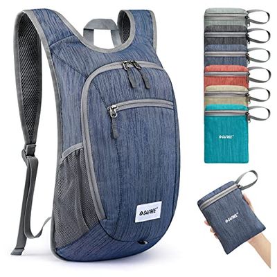 G4Free Mochila pequeña plegable de 10/15 L, ligera, plegable, mochila de viaje, al aire libre, senderismo, bolsa de hombro, azul oscuro, 10Liters, Mochilas daypack