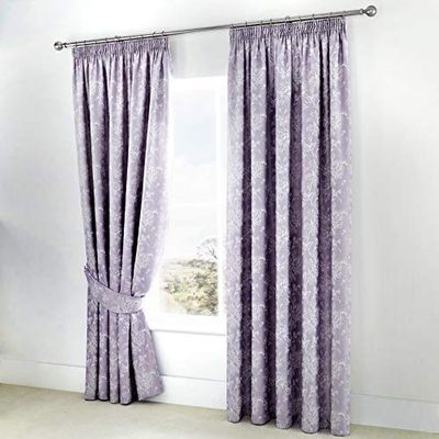 Serene Jasmim dois painéis de cortina, 55% 45%, forro algodão / 50% poliéster, roxo claro, W 66,1" x L 90,2" (1 peças)