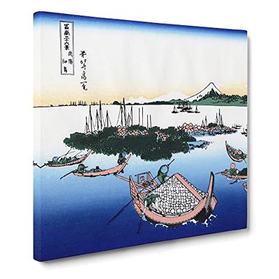 Tsukada Island in the Musashi Province by Katsushika Hokusai Asian Japanese Canvas Wall Art Print Ready to Hang, Framed Picture for Living Room Bedroom Home Office Décor, 14x14 Inch (35x35 cm)