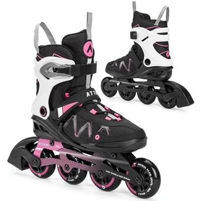 ATTABO Pattini in linea da Donna Bliss 40 EU Comfort e sicurezza Guscio semirigido in alluminio Skid Ruote in PU da 80 mm Cuscinetti ABEC-7 Regolabili per una migliore vestibilità Colore Rosa