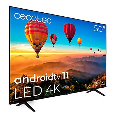 Cecotec TV LED 50" Smart TV Serie A1 ALU10050S. 4K UHD, Android 11, Design Senza Cornice, MEMC, Dolby Vision e Dolby Atmos, HDR10, Modello 2023, 2 Altoparlanti da 10W