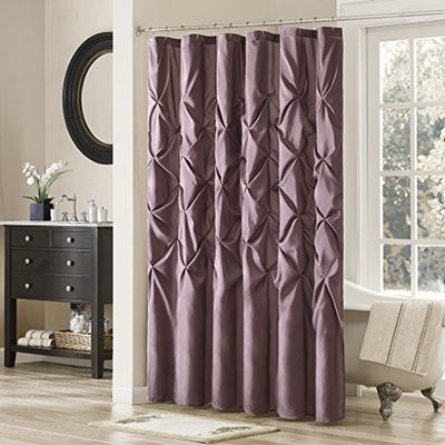 Madison Park Laurel Shower Curtain, Geometric Textured Tufted Design Tenda da Doccia in Poliestere, Colore: Prugna, W 72" x L 72" (1 Panels)
