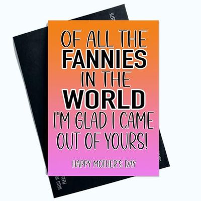 Peachy Antics Carte amusante pour la fête des mères de tous les fannies dans le monde - Carte fantaisie pour la fête des mères - Orange + violet SP165