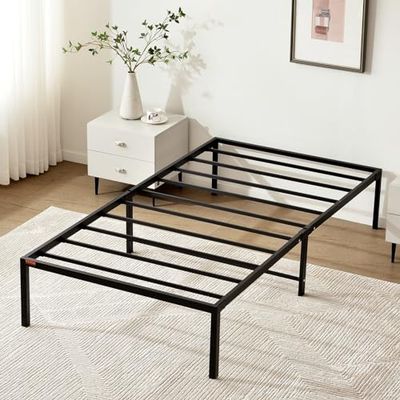 VEVOR Twin Bedframe 195,5x104x36 cm Metalen Lattenbodem Solide Structuur Eenpersoonsbed Laadvermogen 272 kg met Opbergruimte onder het bed en Geluidsvrije Glijder Eenvoudige Montage Home Zwar