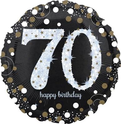 Amscan 3374101 – Standard folieballong Happy Birthday 70, diameter ca 43 cm, heliumballong, födelsedag