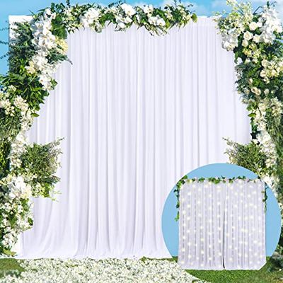 Lot de 2 Rideaux de Fond Blancs infroissables de 25,4 x 25,4 cm pour fêtes de Mariage – Décoration pour fête prénatale