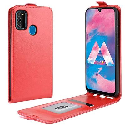 Carcasa de telefono for la Caja Protectora de Cuero tirón de la Galaxia M30S Caballo Loco Vertical (Negro) (Color : Rojo)